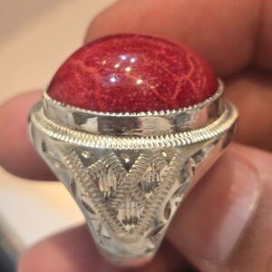 Japanese big size coral ring
