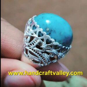 big size feroza silver ring