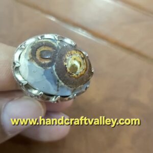 agate ring with wolf eye shape big size