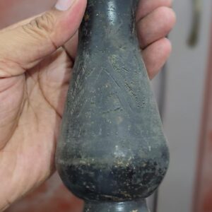 vintage black hand etched brass decorative vase