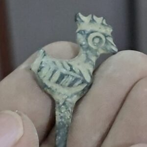 very rare bronze hair pin with rooster